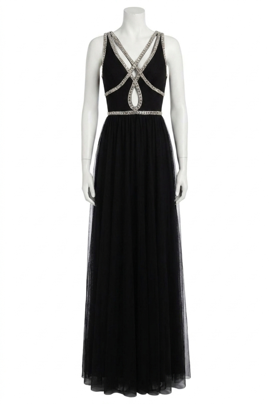 NEW SHERRI HILL tulle a-line prom dress in black